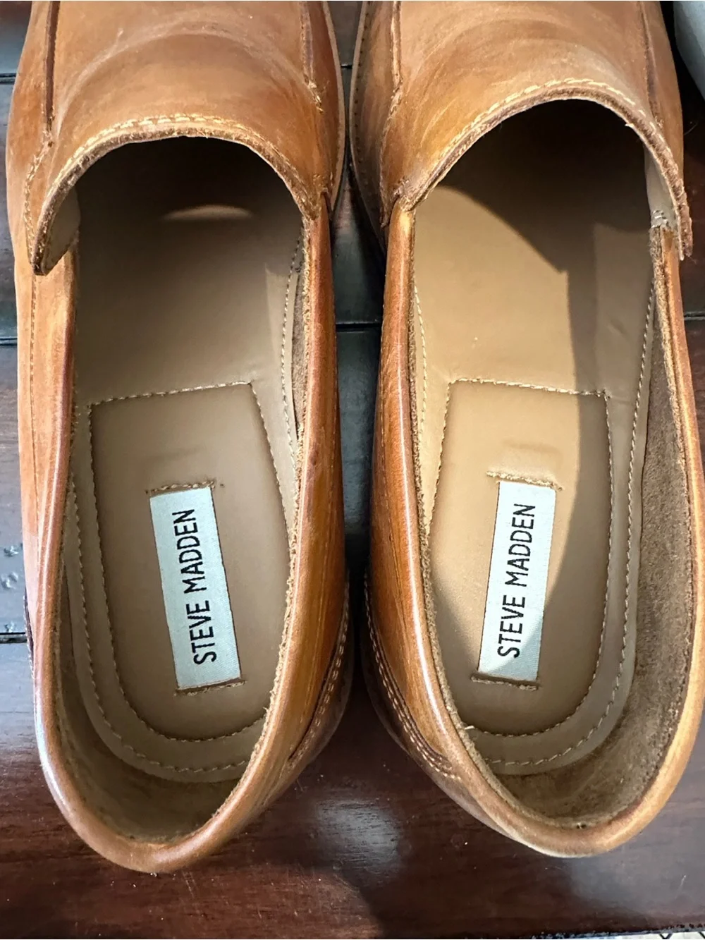 Steve Madden Tan Leather Slip-On Loafers